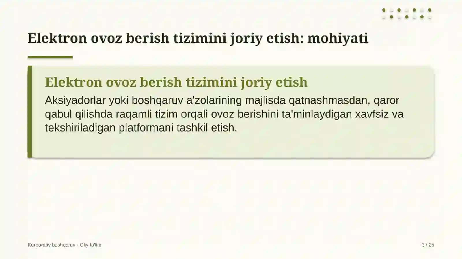 Ehtiyot qismlar do'konlarida elektron ovoz berish tizimini joriy etish 3