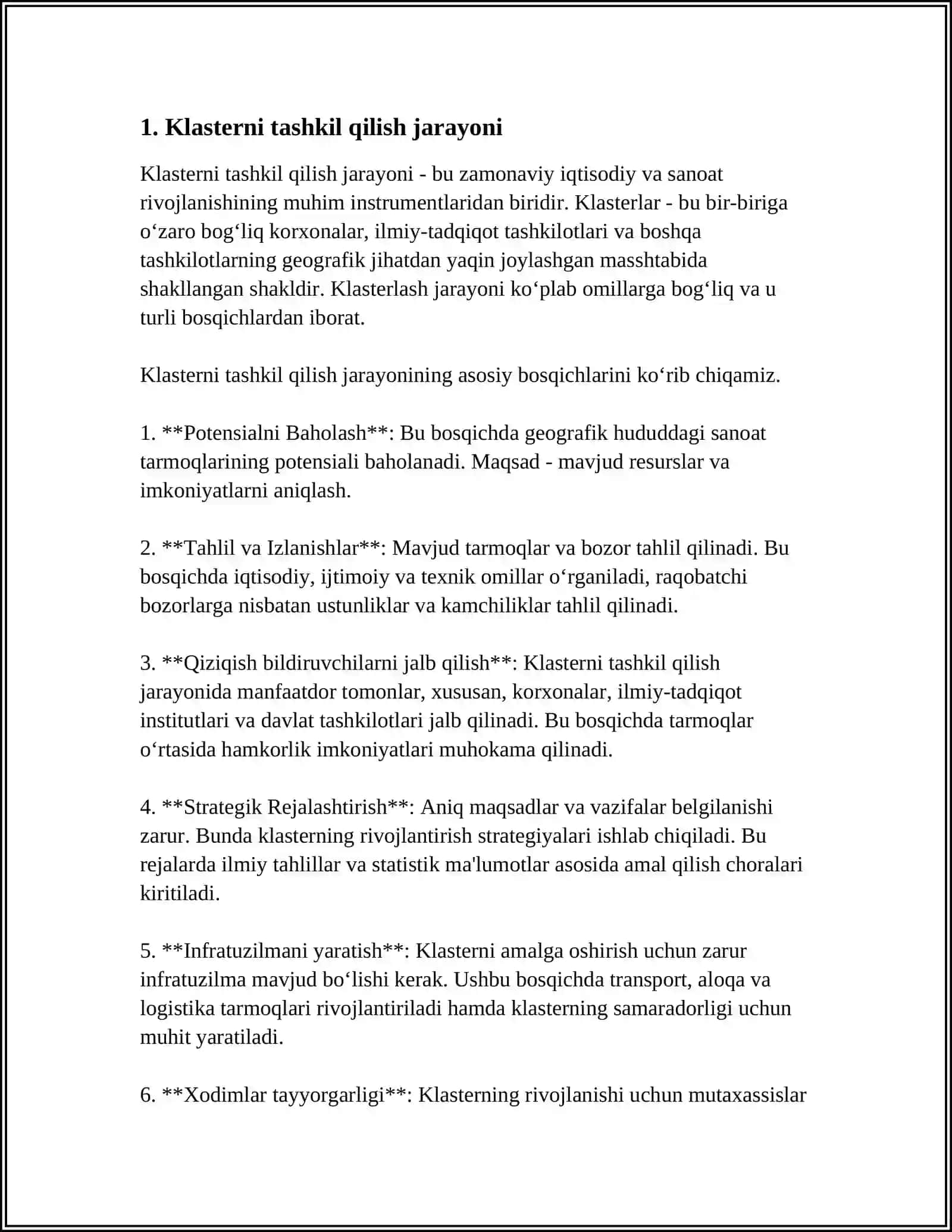 DISERTATSIYA TUZILISHI BO'YICHA KLASTER YARATISH 3