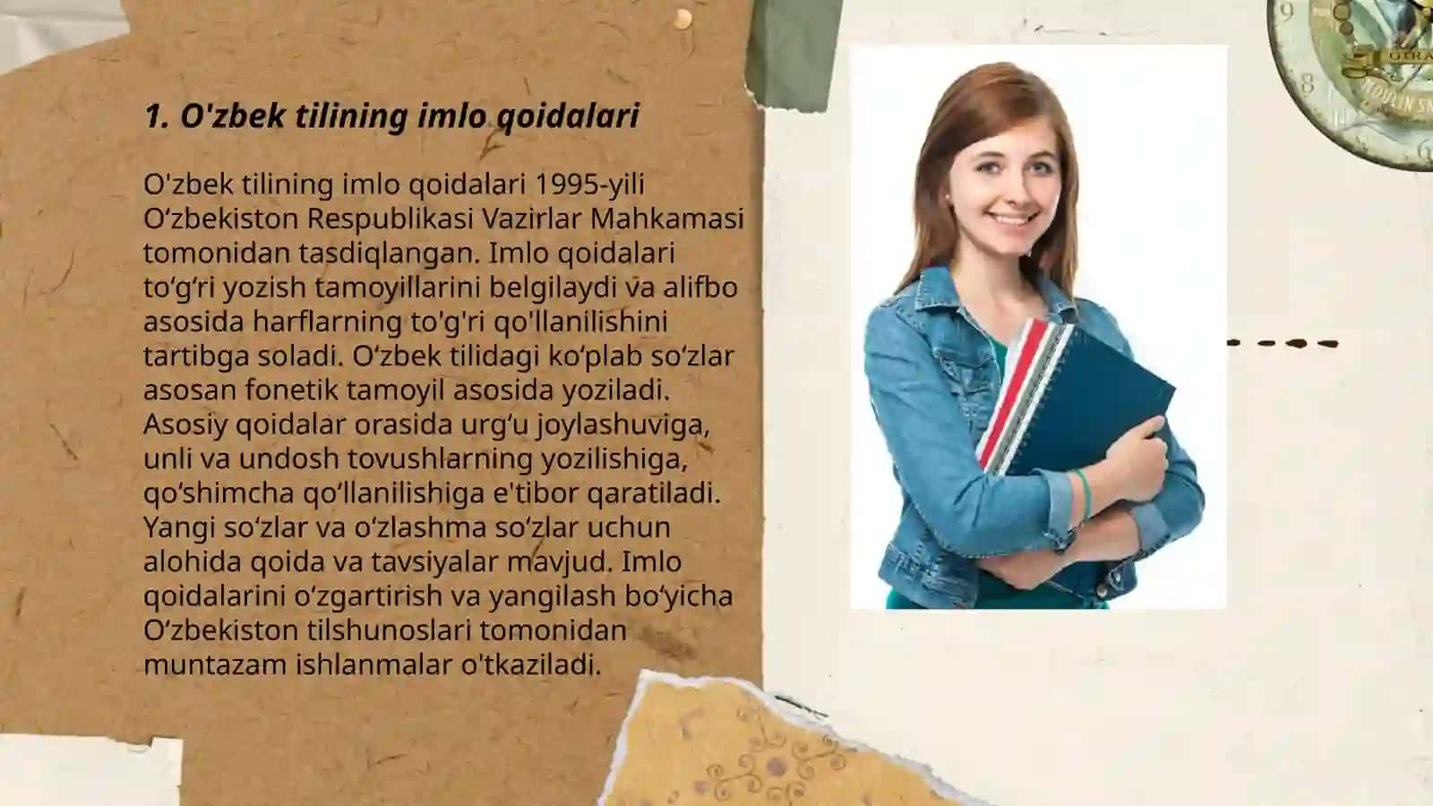 O'zbek tilining imlo qoidalari va soha egalarining savodxonligi. "Til bilgan el biladi" mavzusidagi ijodiy matn yaratish 3
