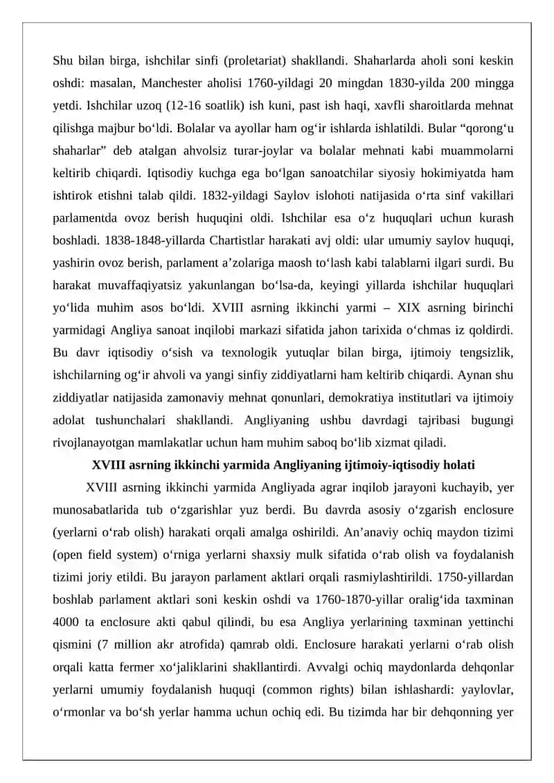 XVIII asrning ikkinchi yarmi - XIX asrning birinchi yarmida Angliya 3