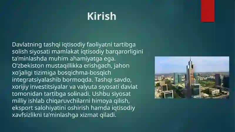 Davlatning tashqi iqtisodiy faoliyatni tartibga solish siyosati 3