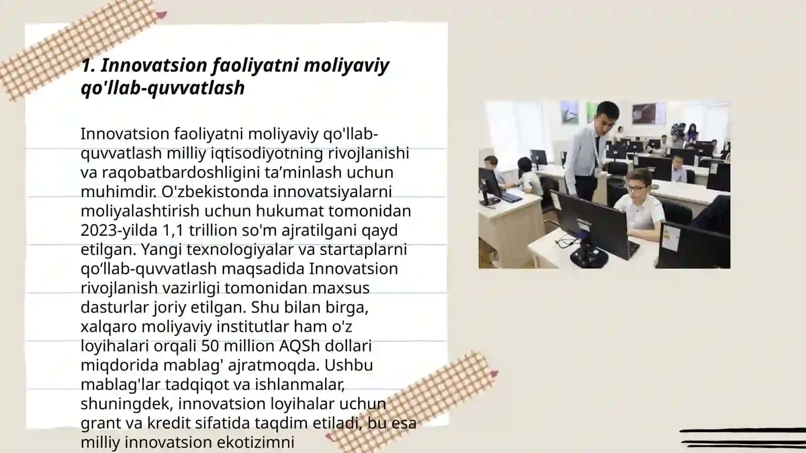 Innovatsion faoliyatni moliyaviy qo'llab-quvvatlash tizimi 3