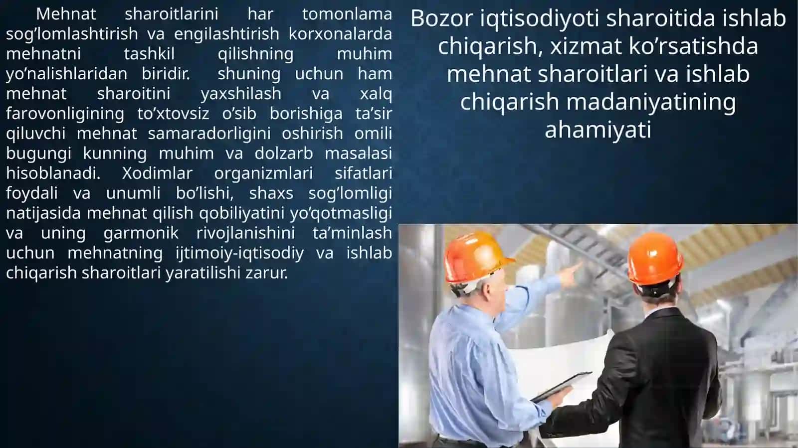 Mehnat sharoitlarini yaxshilash va ishlab chiqarish madanivati 3