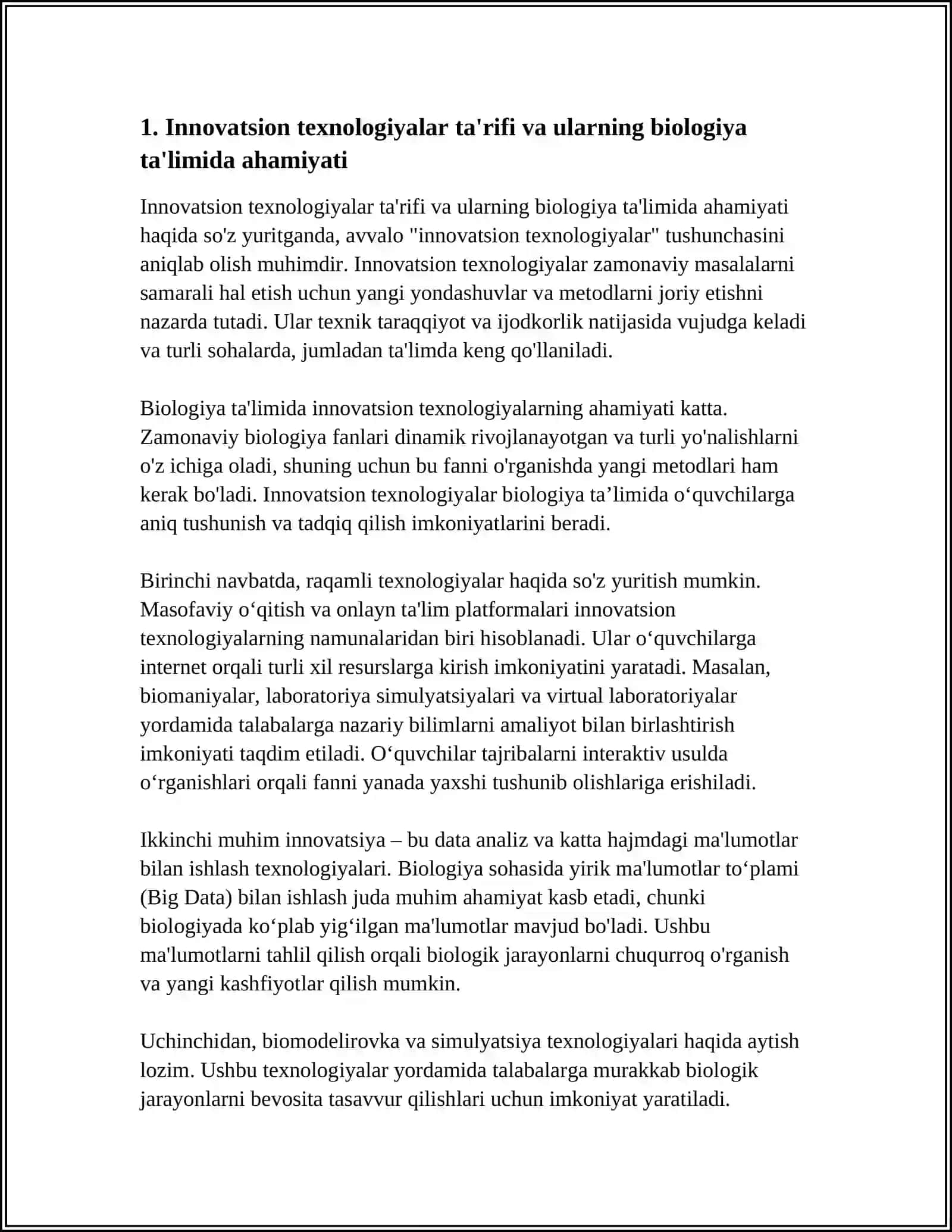 BIOLOGIYA FANI OʻQITUVCHISI NING INNOVATSION FAOLIYATI 3