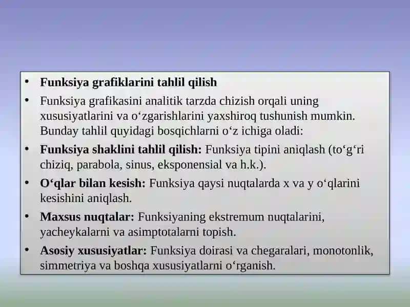 Mavzu:Turli ko‘rinishda berilgan funksiya grafiklarini analitik chizish. 3