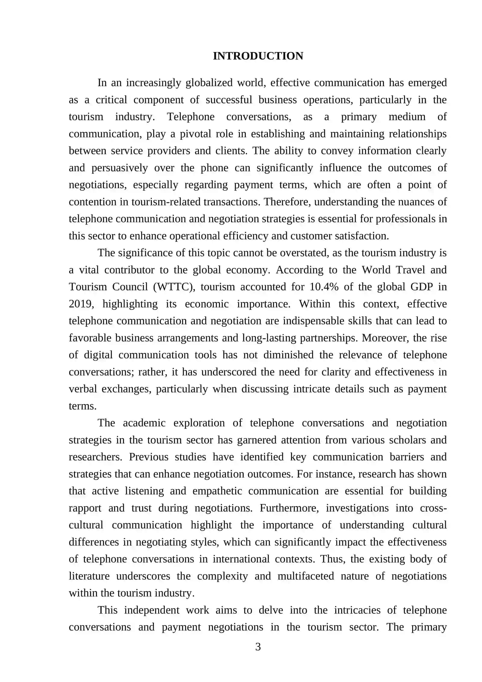 Telephone conversations and negotiations on payment terms in tourism 3