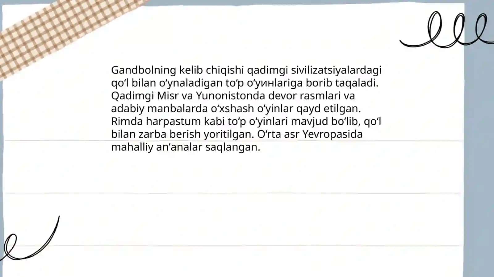 Gandbol oʻyinini jahonda va Oʻzbekistonda rivojlanishi tarixi 3