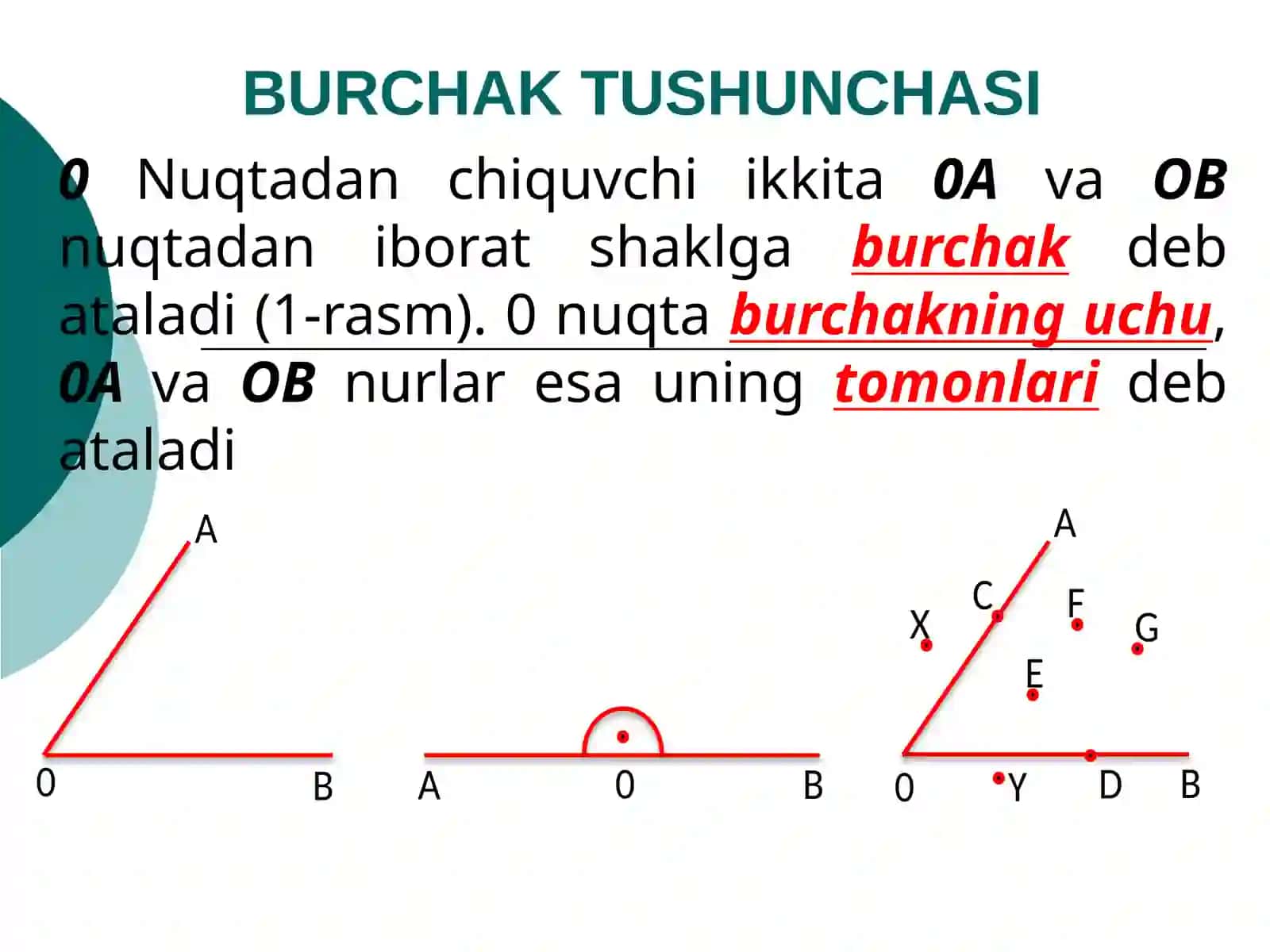 BURCHAK TURLARI, BURCHAKLARNI O’LCHASH. BOSHLANG’ICH SINFLARDA SIMMETRIYA TUSHUNCHASI BILAN TANISHISH. (SIMMETRIYA O’QLARI, MARKAZIY SIMMETRIYA) METODIKASI 3
