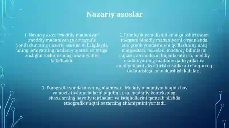 Moddiy Madaniyatning Etnalogik Yônalishi 3