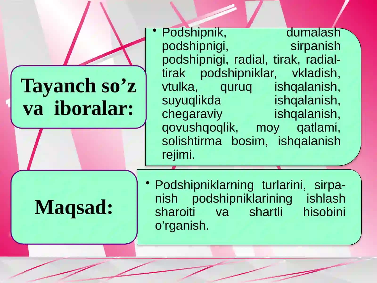 Sirpanish podshipniklari. Sirpanish podshipniklari to’g’risida umumiy ma’lumotlar va tasnifi.Sirpanishpodshipniklarinishartlihisoblash 3