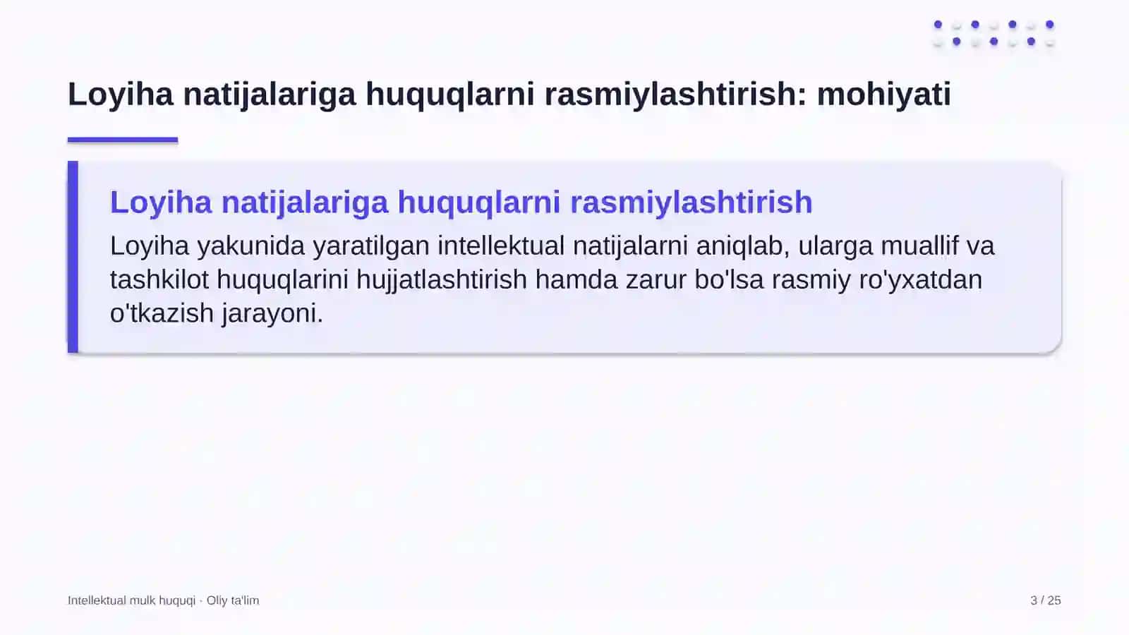 qurilish tashkilotlarida loyiha natijalariga intellektual huquqlarni rasmiylashtirish 5011 3