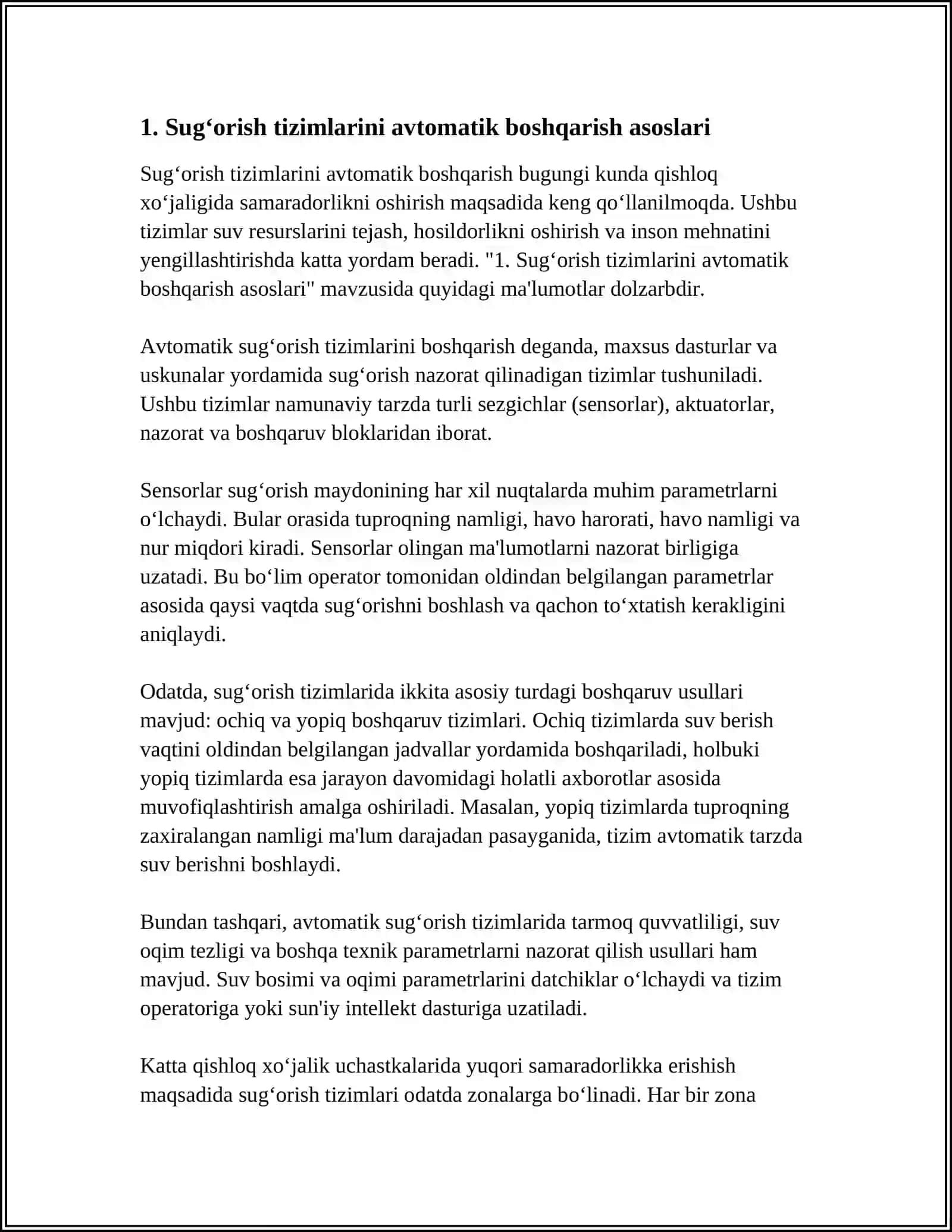 Sugʻorish Tizimlarini Avtomatik Boshqarish Asoslari 3