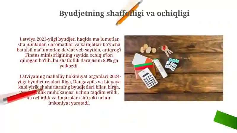 Latviyaning moliyaviy boshqaruvi,byudjed siyosati, daromadlar va xarajatlar uchun tuzilgan rejalari 3