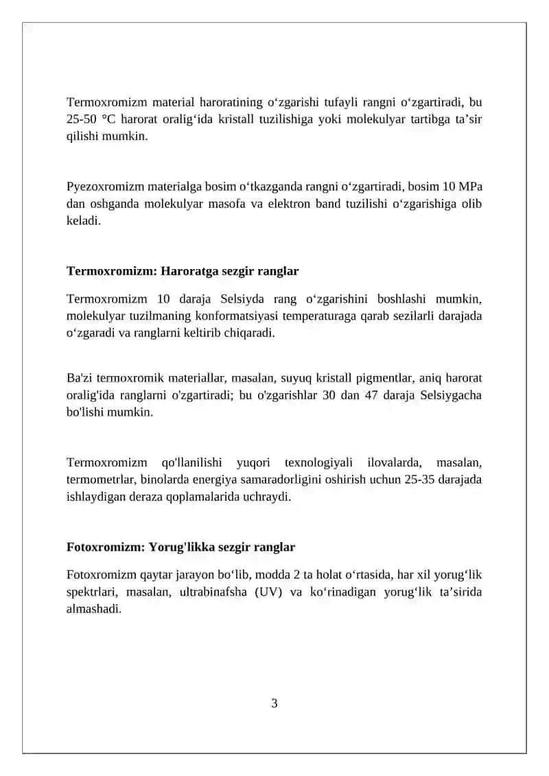 Rangini o’zgartiradigan materiallar 3