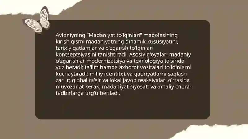 Avloniyning madaniyat toʻlqinlari maqolasi va E.Tofflerning uchinchi toʻlqin asari boʻyicha prezintatsiya 3