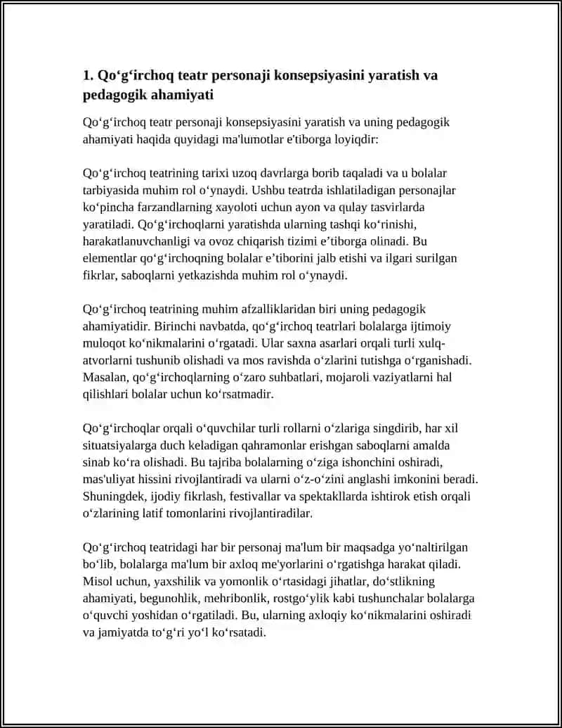 QOʻGʻIRCHOQ TEATRI PERSONAJLARINI YASASH ORQALI BADIIY IJODIY QOBILIYATLARINI SHAKLLANTIRISH 3