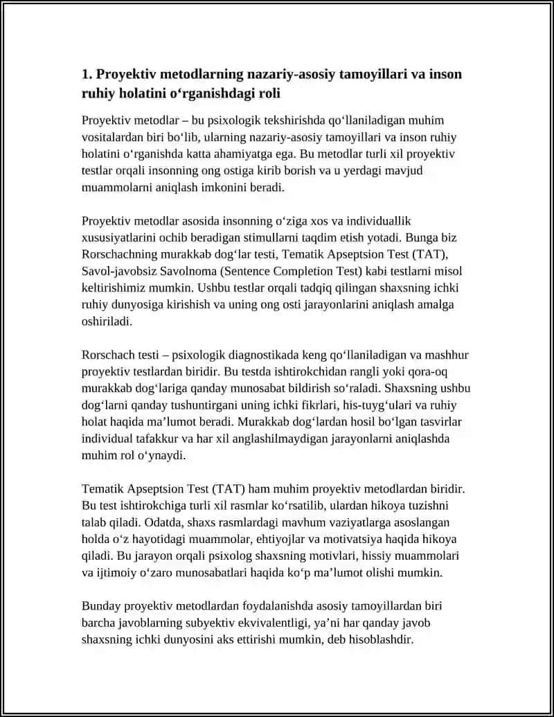 INSON RUHIY HOLATINI O'RGANISHDA PROYEKTIV METODLARNING O'RNI 3