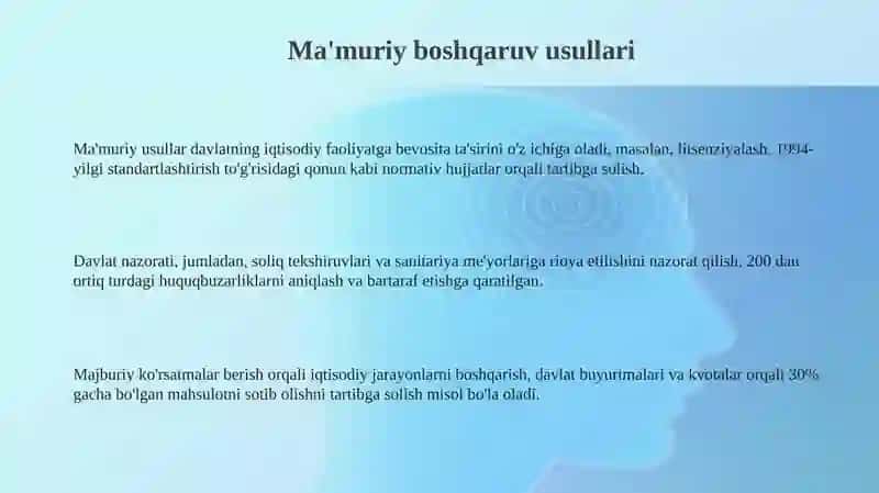 Iqtisodiy sohani boshqarish va tartibga solishning usullari va vositalari 3