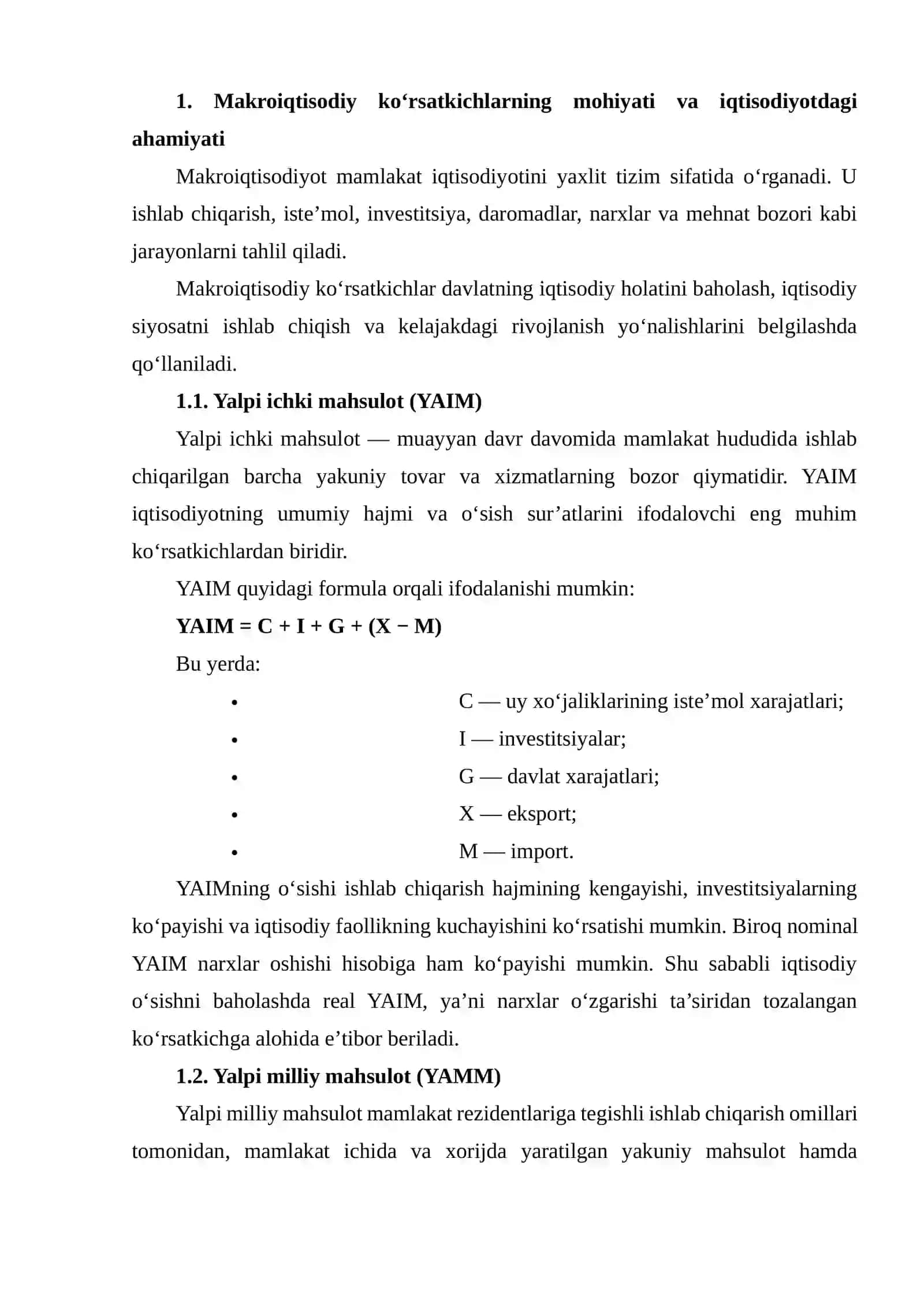 MAKROIQTISODIY KO‘RSATKICHLAR (YAIM, YAMM, MILLIY DAROMAD, INFLYATSIYA, ISHSIZLIK) DINAMIKASINI JADVAL VA GRAFIKLAR ASOSIDA TAHLIL QILISH (O‘ZBEKISTON MISOLIDA) 3