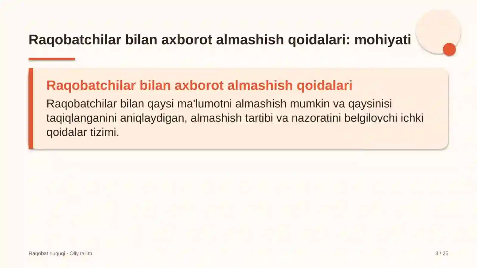 Zargarlik ustaxonalarida raqobatchilar bilan axborot almashish qoidalarini belgilash 3