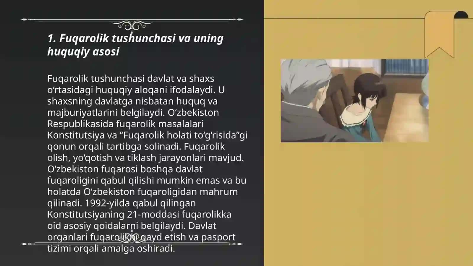 Fuqarolik tushunchasi.Yagona fuqorolik Mehriddinova Lobar 3