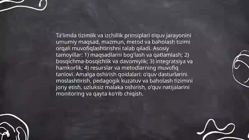 Taʼlimning tizimlik va izchillik pirinsiplari amalga oshirish qoidalari 3