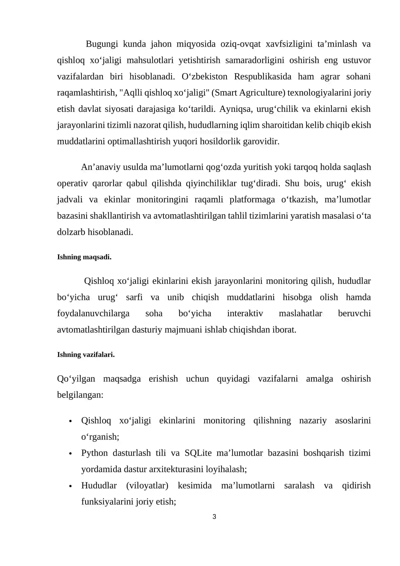 "URUG‘ MONITORINGI" DASTURIY TA’MINOTINING LOYIHALANISHI 3