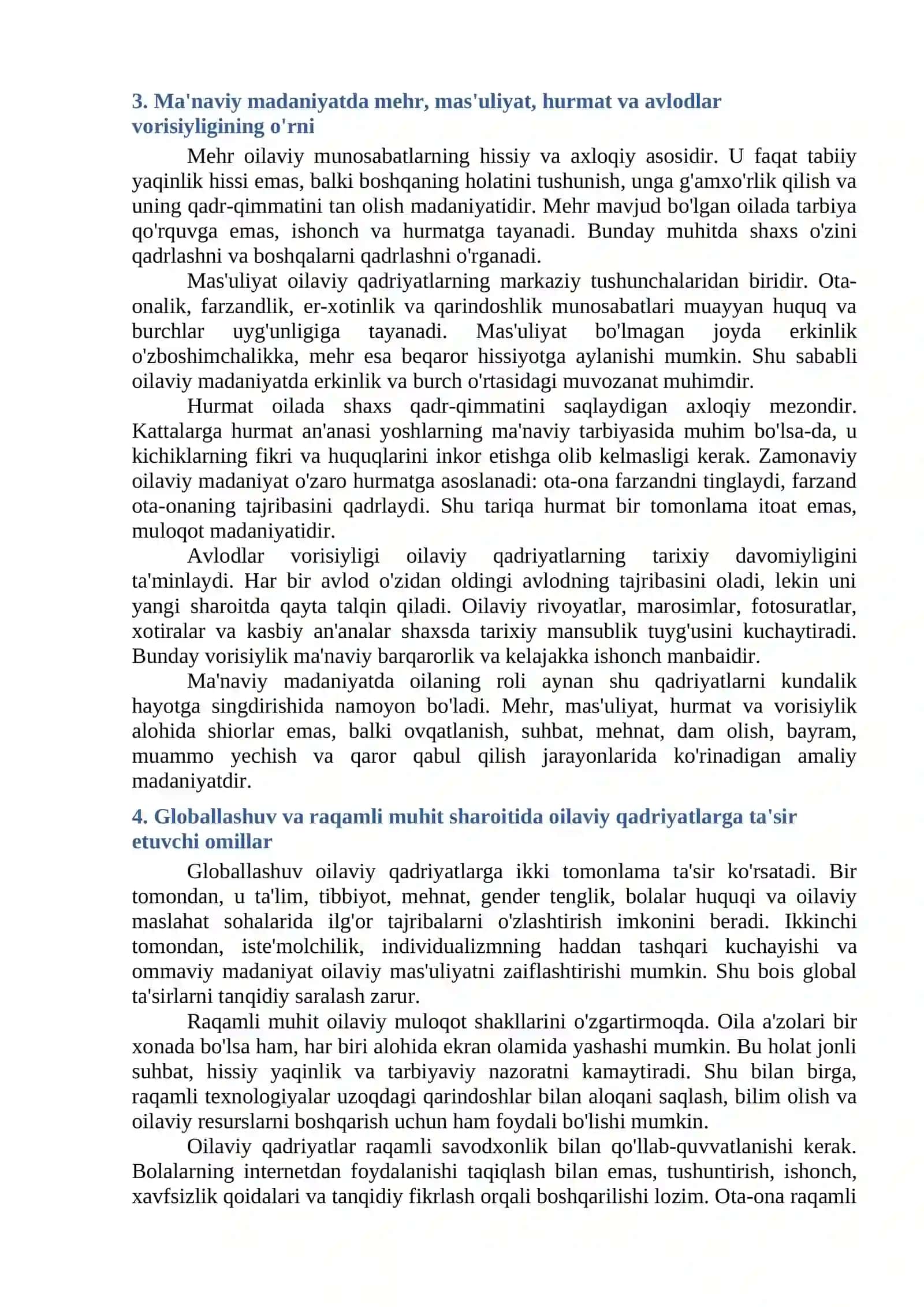 Oilaviy qadriyatlar ma'naviy madaniyatda 3