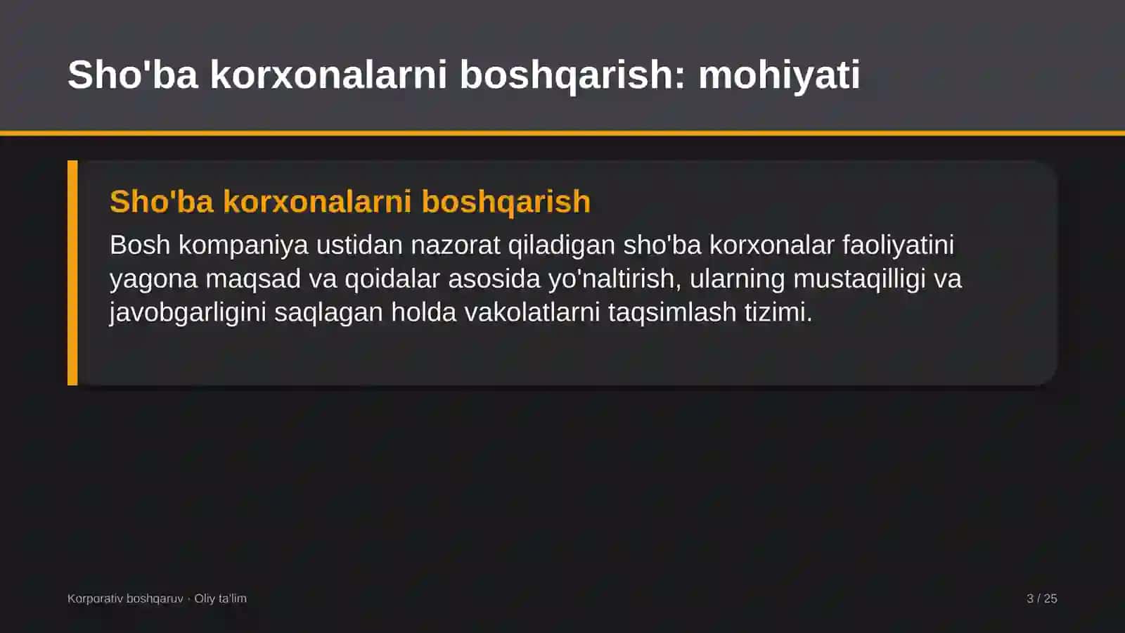 franchayzing tarmoqlarida sho'ba korxonalarni boshqarish 5662 3
