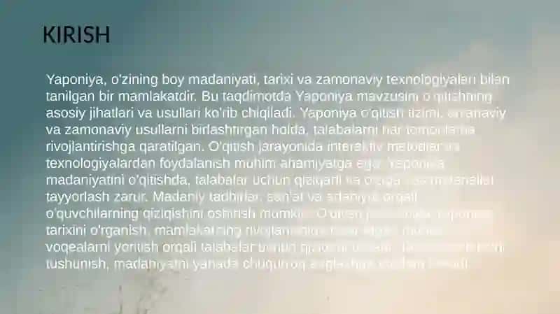 Yaponiya mavzusini o’qitish 3