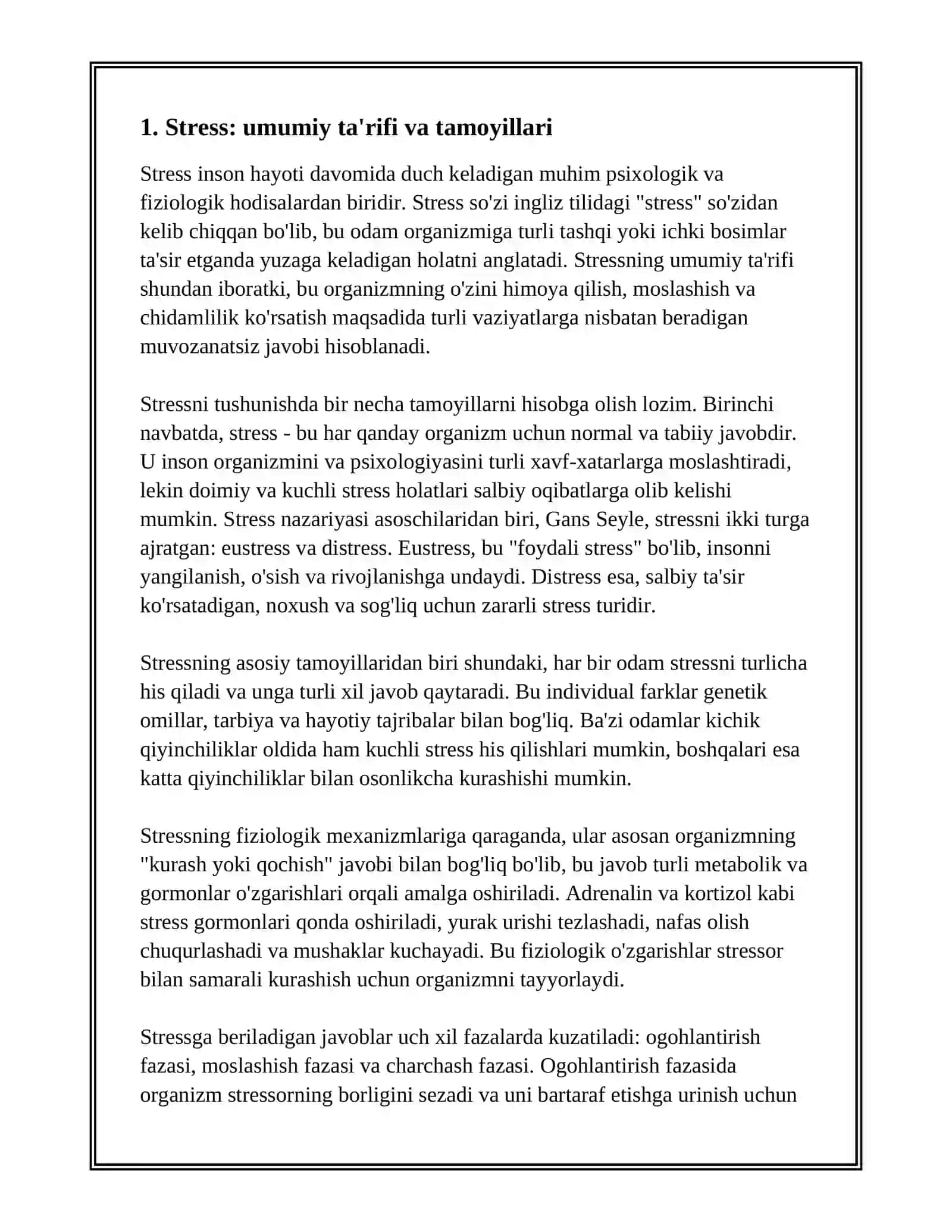 STRESS, MOSLASHISH VA CHIDAMLILIK UMUMIY TUSHUNCHALARI 3