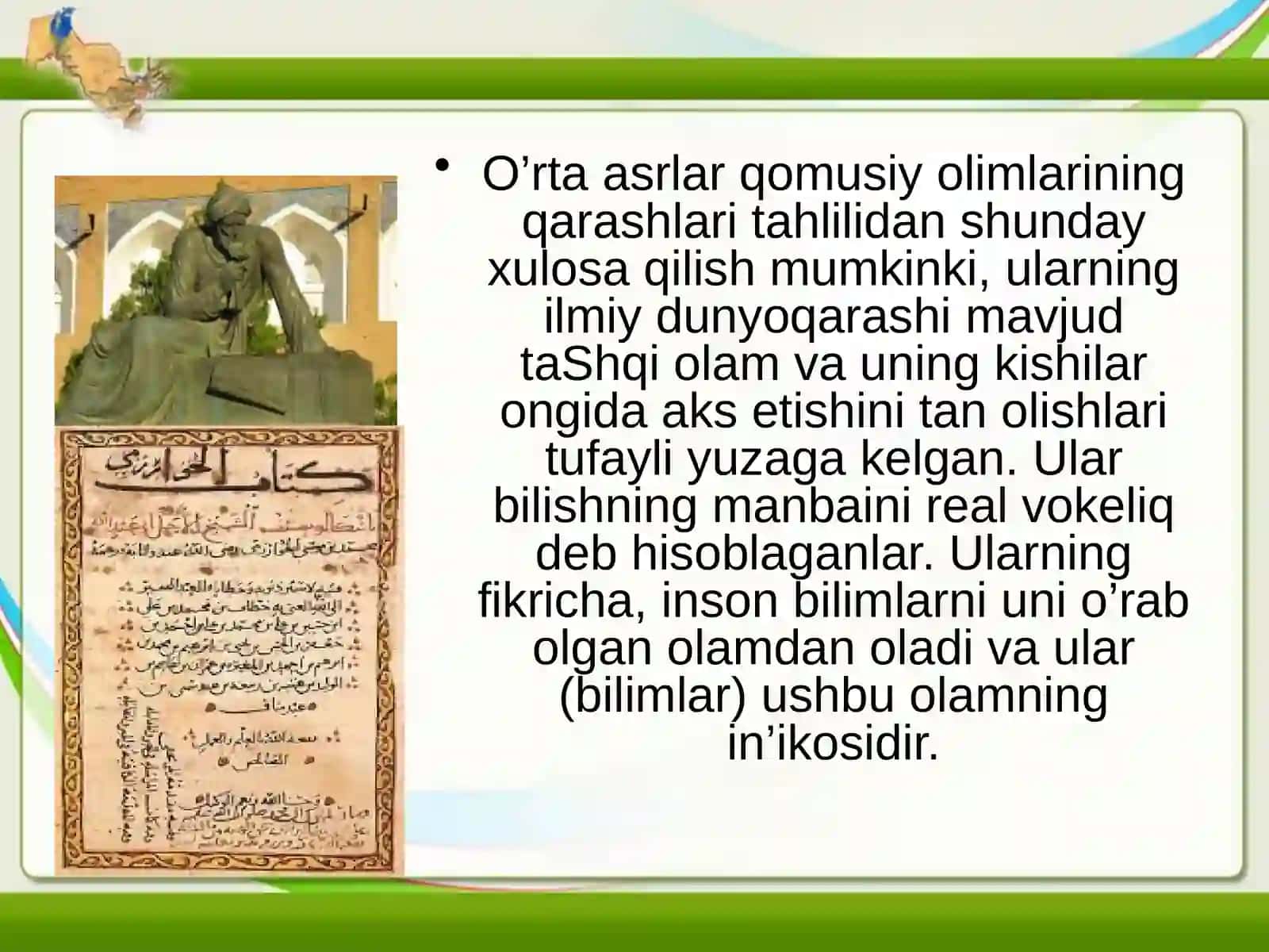 SHARQ VA MARKAZIY OSIYODA G`OYALARNING NAMOYON BO`LISHI ULARNING GUMANISTIK MOHIYATI 3
