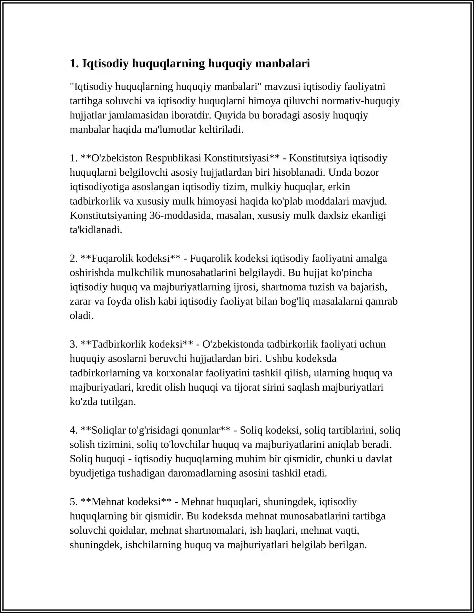 Iqtisodiy huquqlarning huquqiy manbalari 3