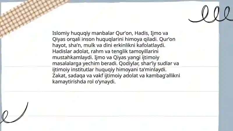 Islomda inson huquqlari himoyasi ijtimoiy tenglik adolat va tolerantlik 3