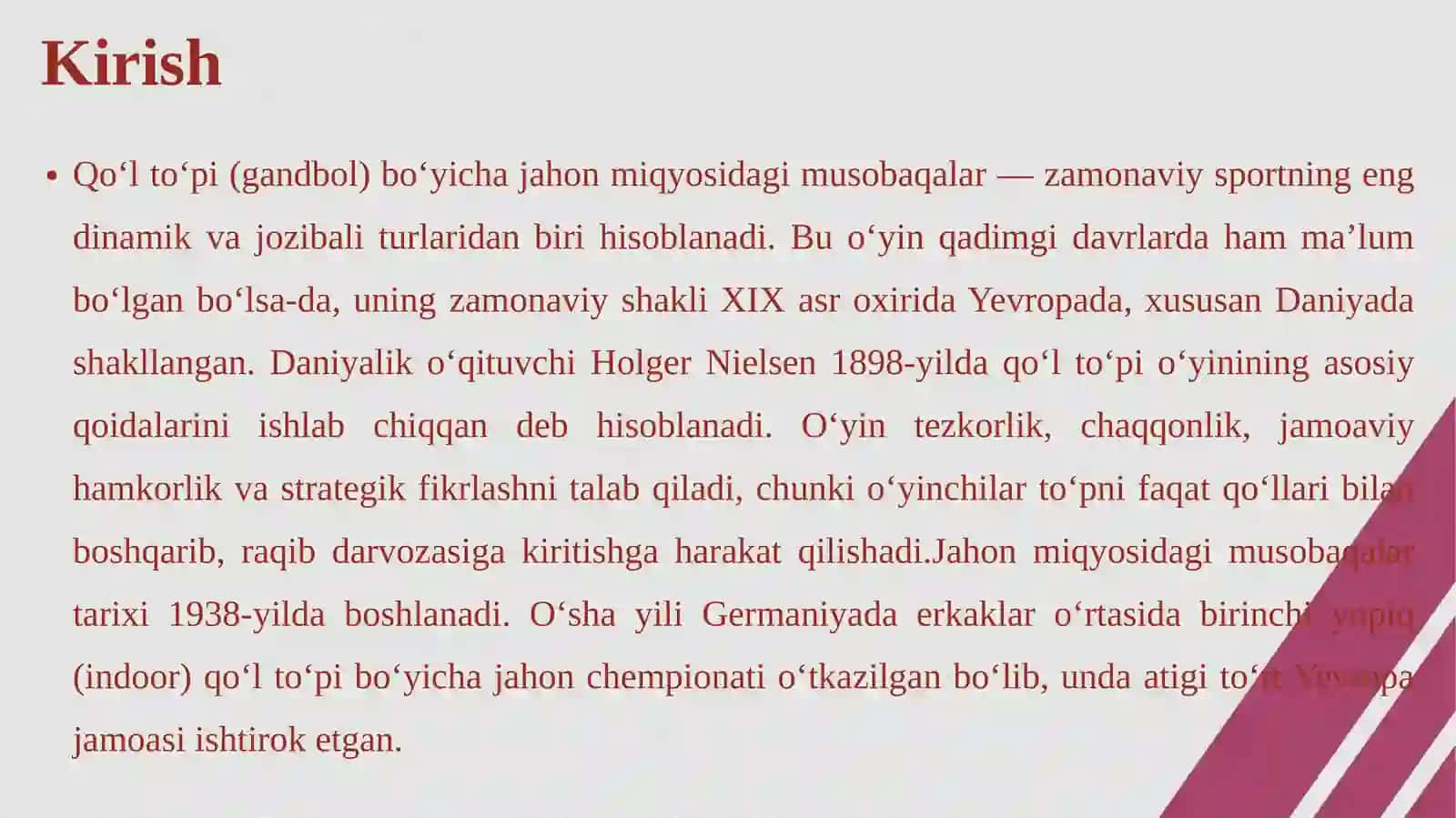 Qo‘l to‘pi bo‘yicha jahon miqyosidagi musobaqalar o‘tkazilishi 3