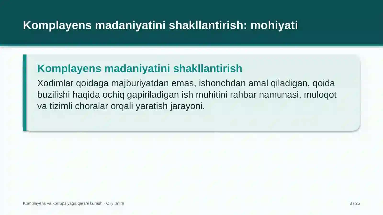 Xostellarda komplayens madaniyatini shakllantirish 3