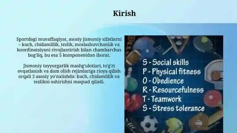 Jismoniy sifatlarni rivojlantirish o'yinlar va tanlangan sport turi bilan shugʻullanish qobiliyati 3