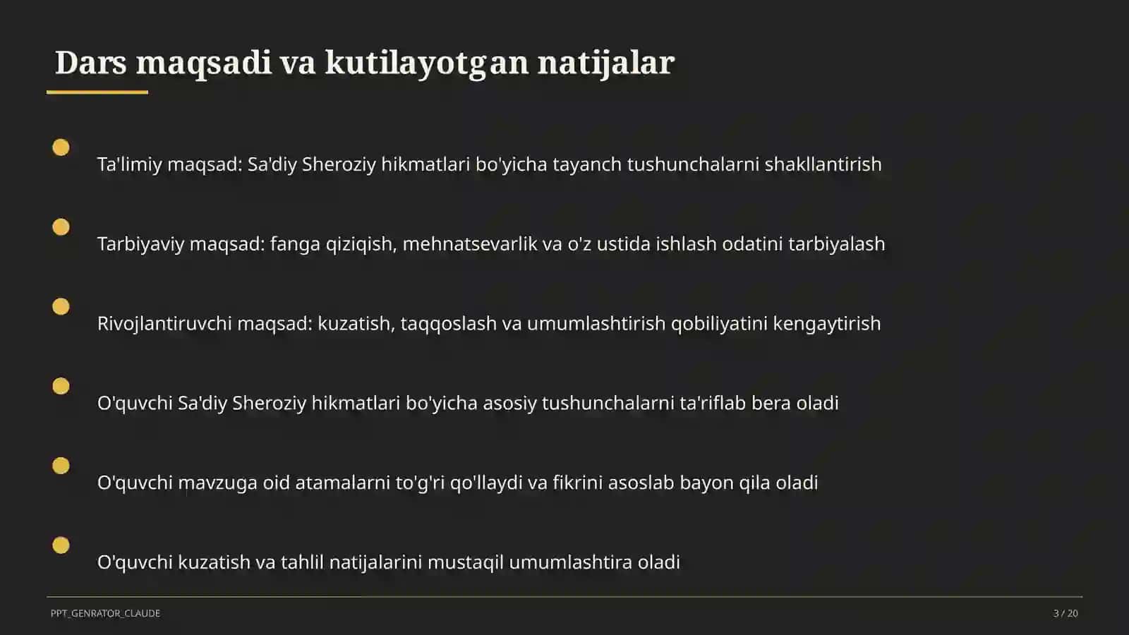 Sa'diy Sheroziy hikmatlari (6-sinf) 3