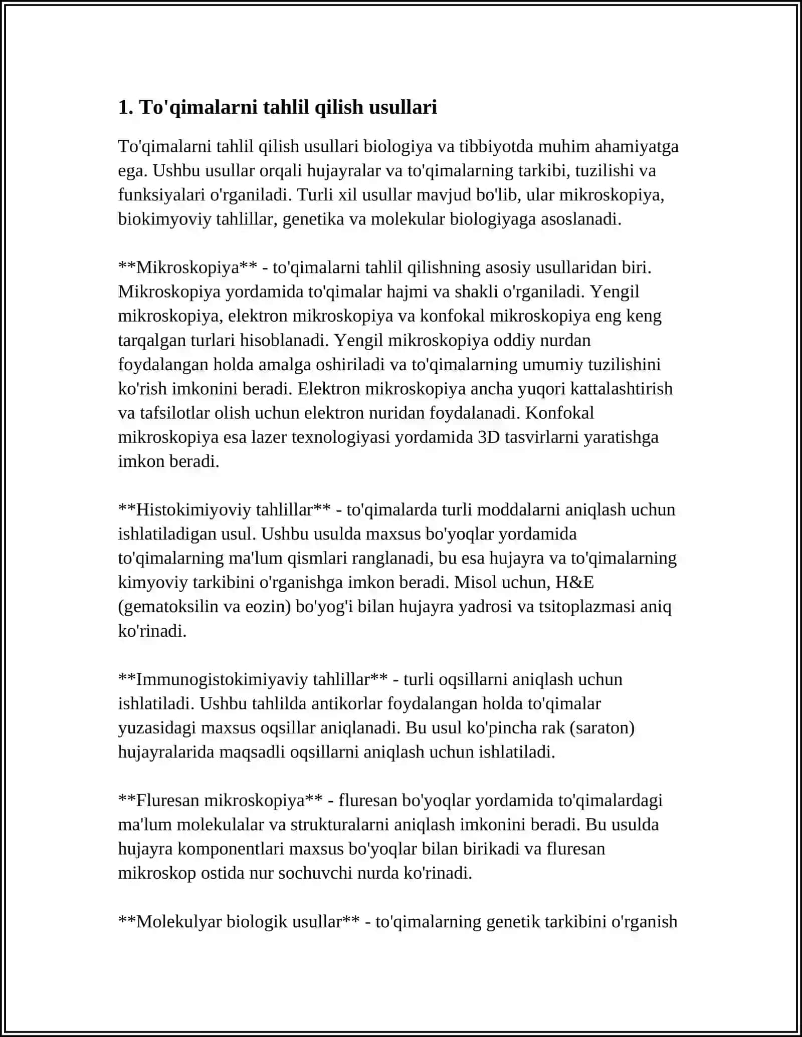 MUSTAQIL ISH Mavzu: TO'QIMA SIFATINI TEKSHIRISH VA TOZALASH 3
