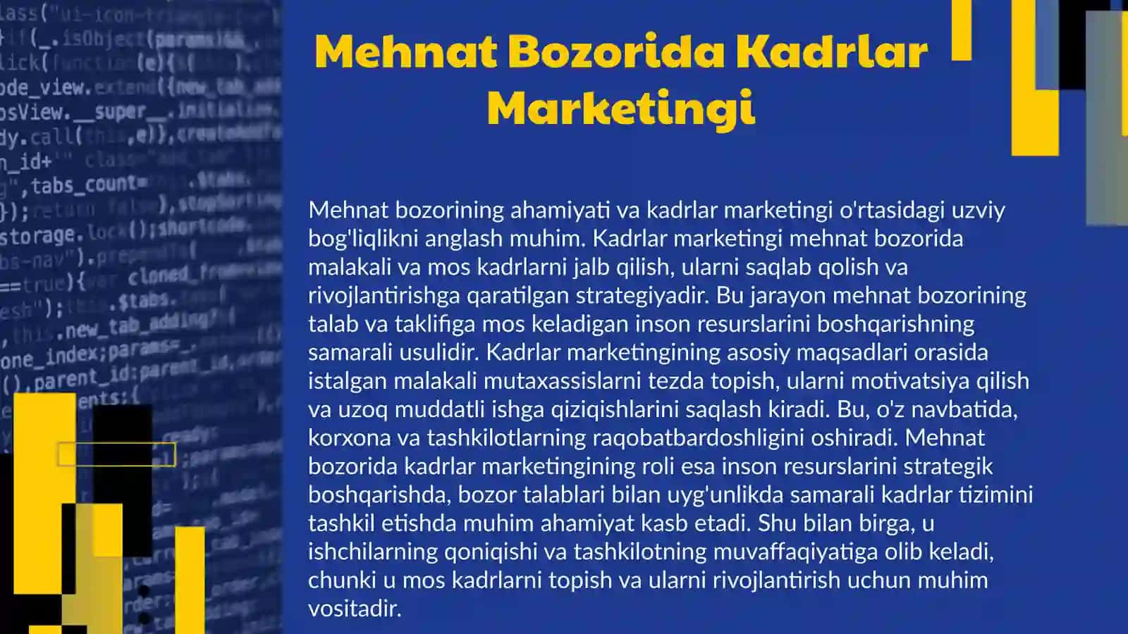 Mehnat Bozorining Kadrlar marketingi taqiqoti 3
