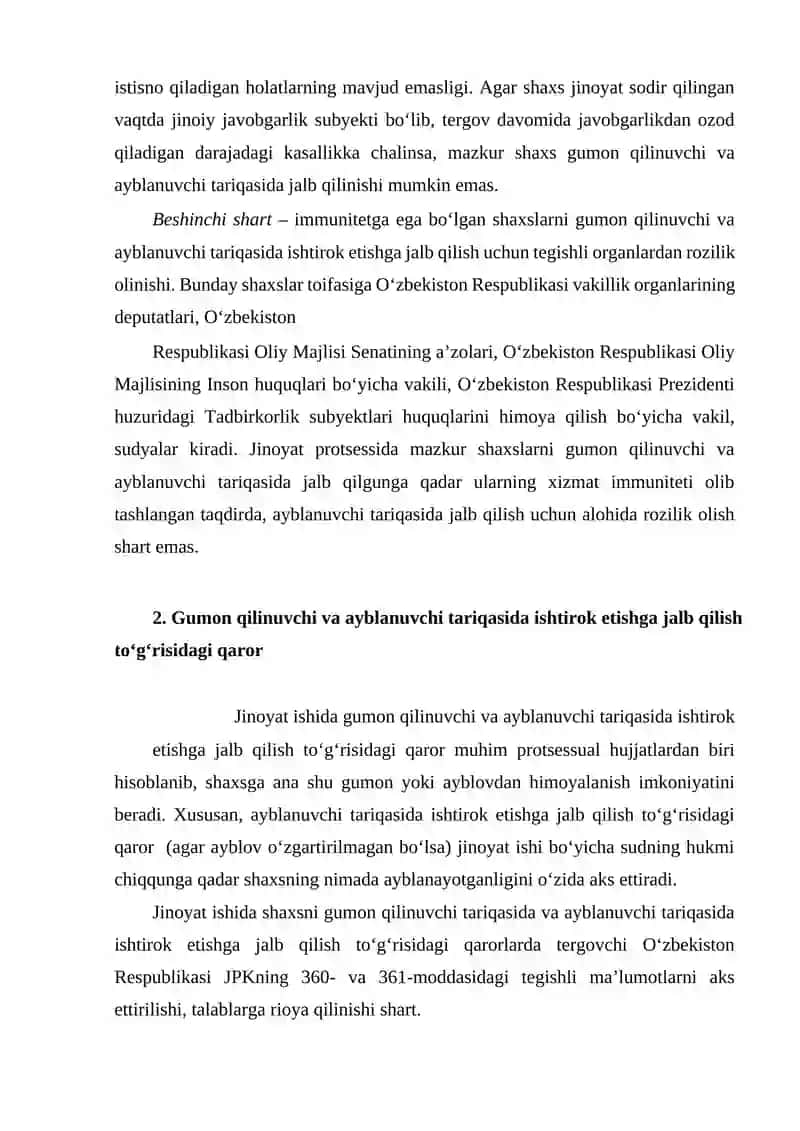 Jinoyat ishida gumon qilinuvchi va ayblanuvchi tariqasida ishtirok etishga jalb qilishning mohiyati va asoslari 3