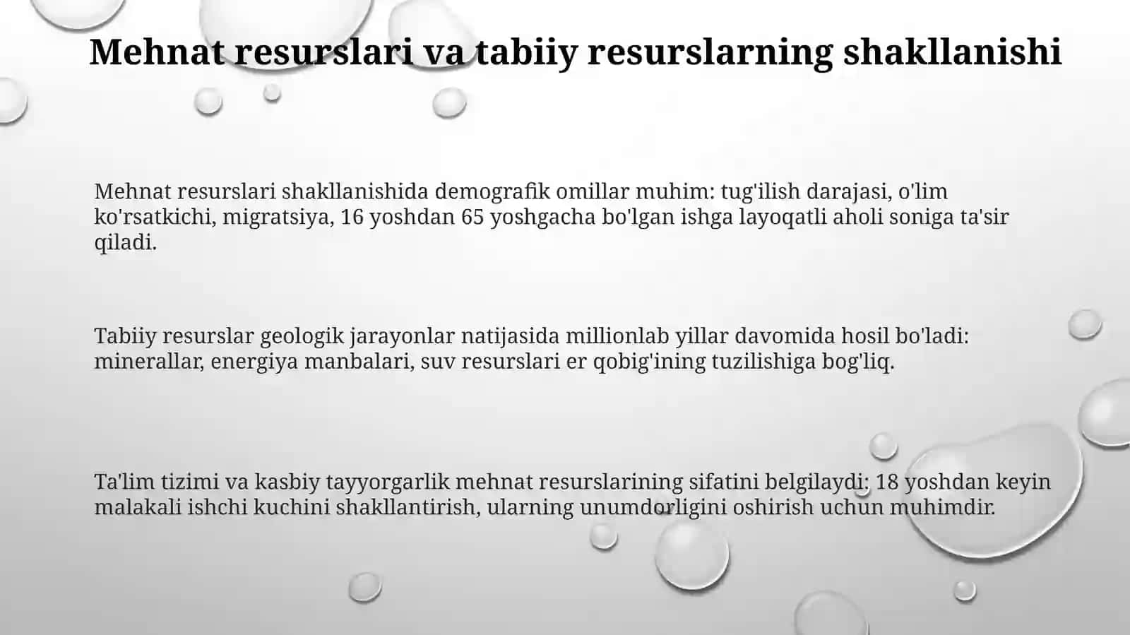 Mehnat va nandlik resurslarining shakllanishi va ulardan foydalanish 3