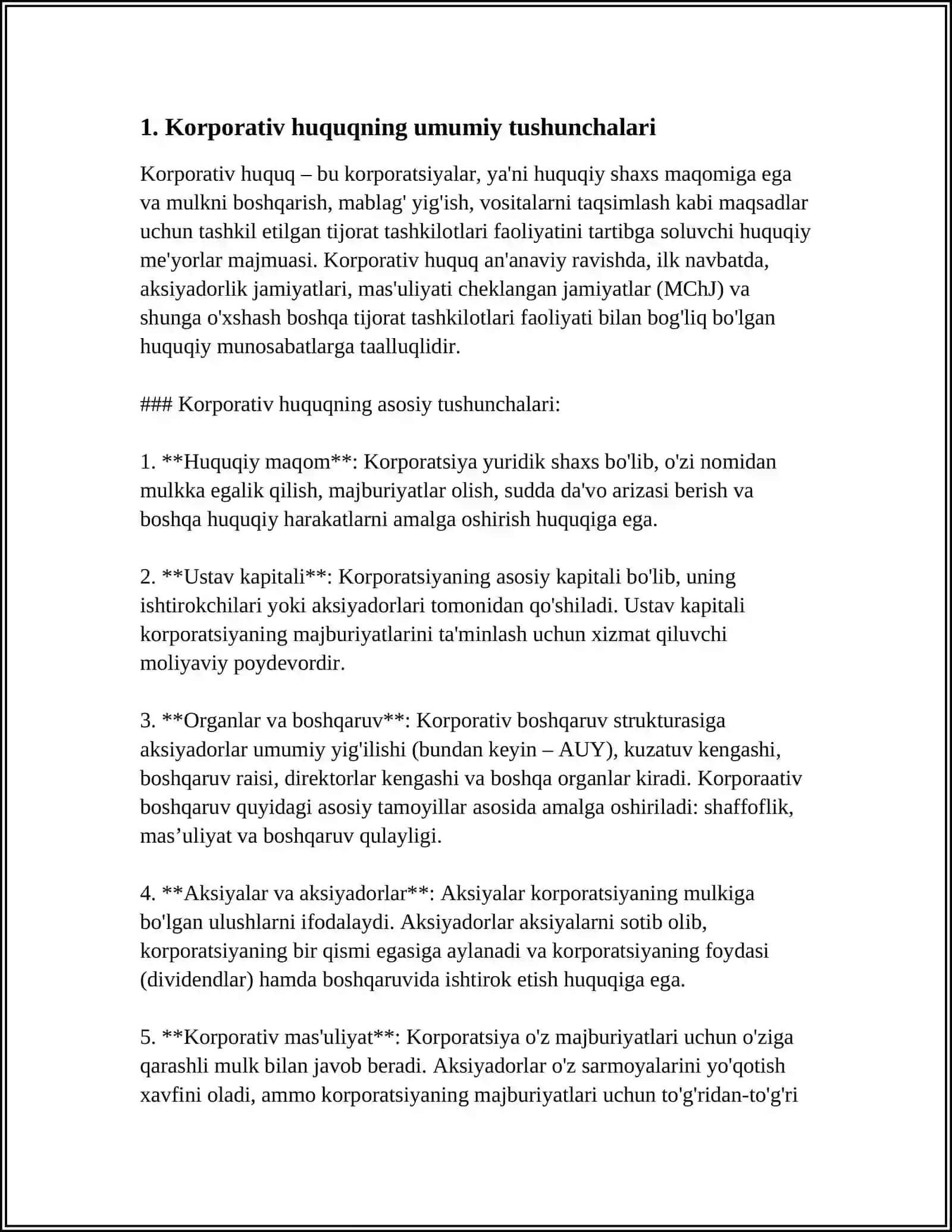 O‘ZBEKISTONDA KORPORATIV HUQUQNING O‘ZIGA XOSJIHATLARI 3