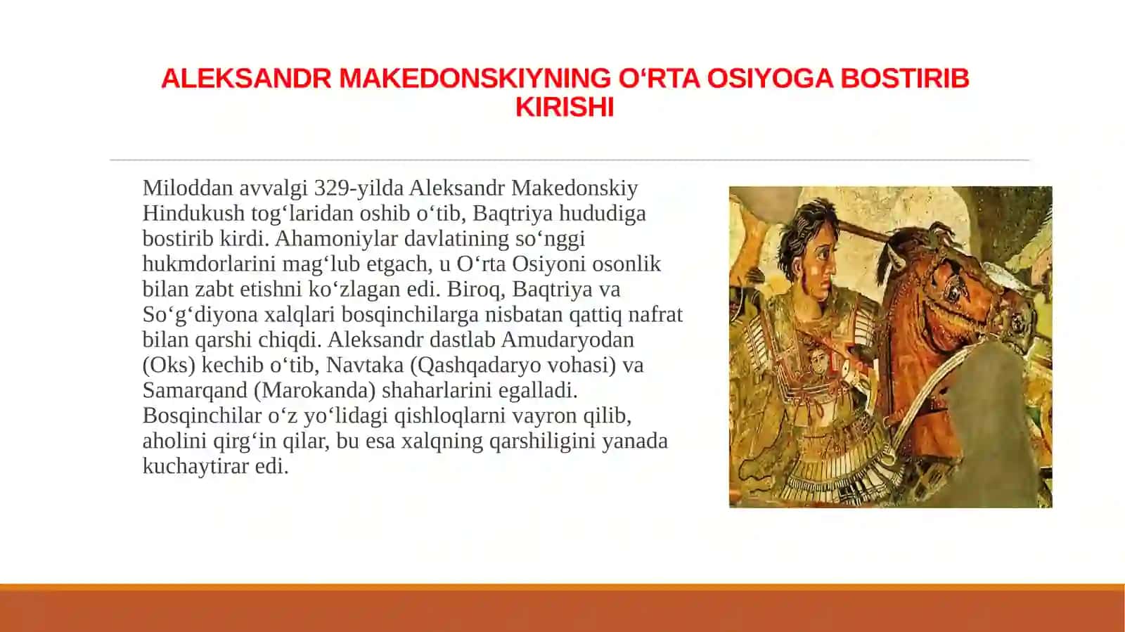 ALEKSANDR MAKEDONSKIYNING O‘RTA OSIYOGA YURISHLARI VA SPITAMEN BOSHCHILIGIDAGI OZODLIK KURASHI 3