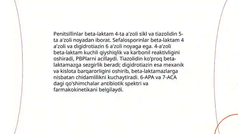 Tiazolidinn va digidrotiazin betalaktamidlarining hosilalari (penitsillinlar va sefolosparinlari. Siddiqov Delvir 3