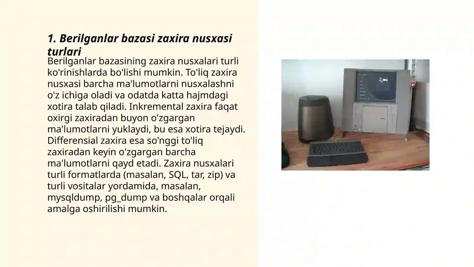 Berilganlar bazasi zaxira nusxasi turlari 3