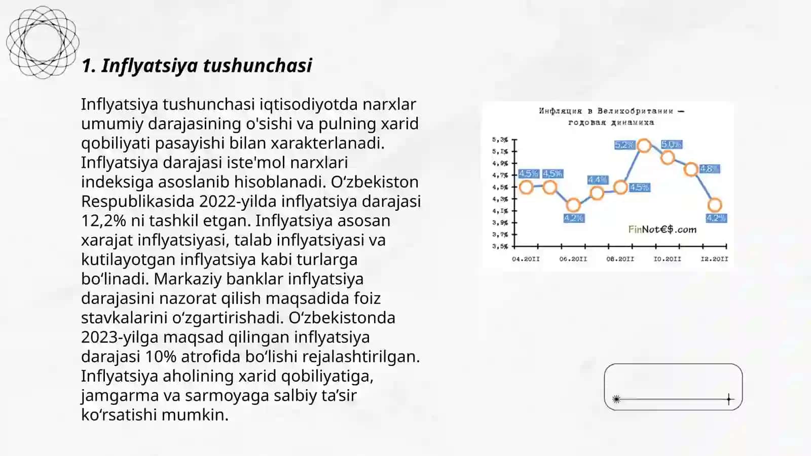 Inflyatsiya va uning turlari. Pulning barqarorligini ta`minlash yo`llari 3