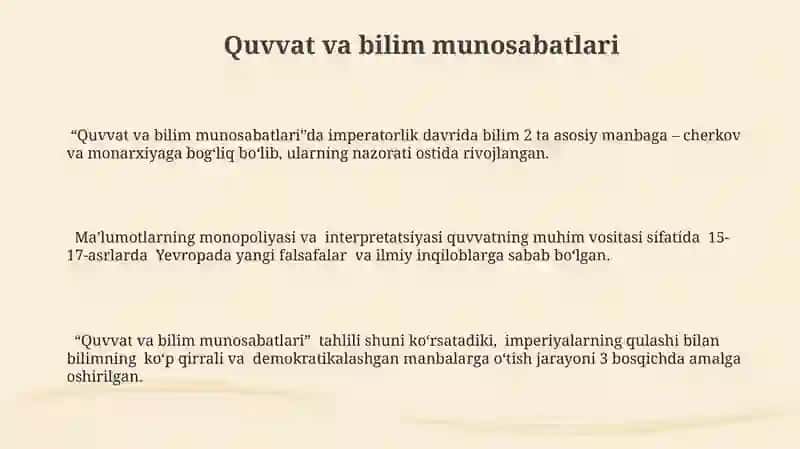 Quvvat va bilim munosabatlari 3