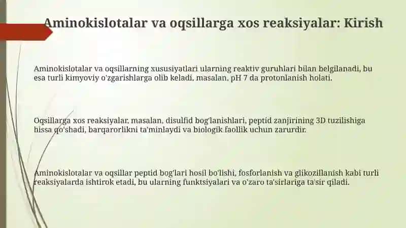 Aminokislotalar va oqsillarga xos reaksiyalar 3