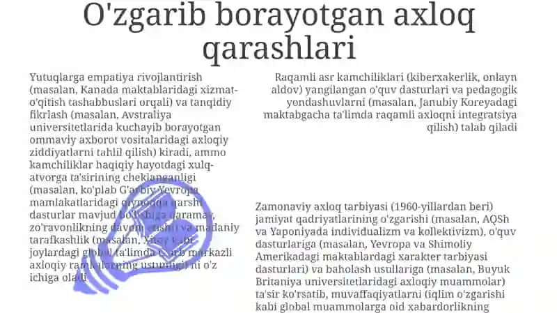 Zamonaviy axloqiy tarbiyaning yutuqlari va kamchiliklari 3